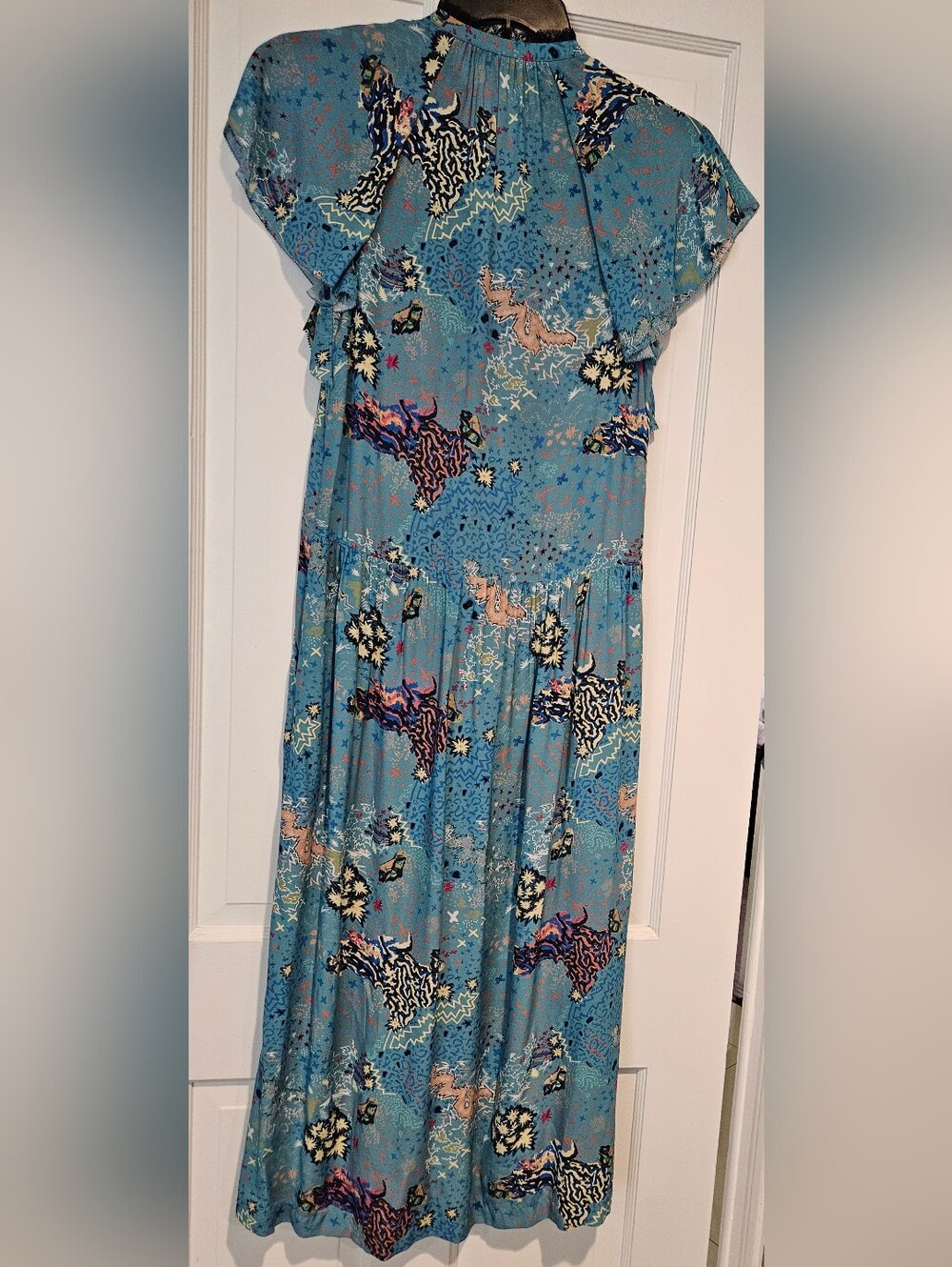 Zadig & Voltaire Blue & Multicolour Ruskie Glam Ruffled Dress - Picture 10 of 13